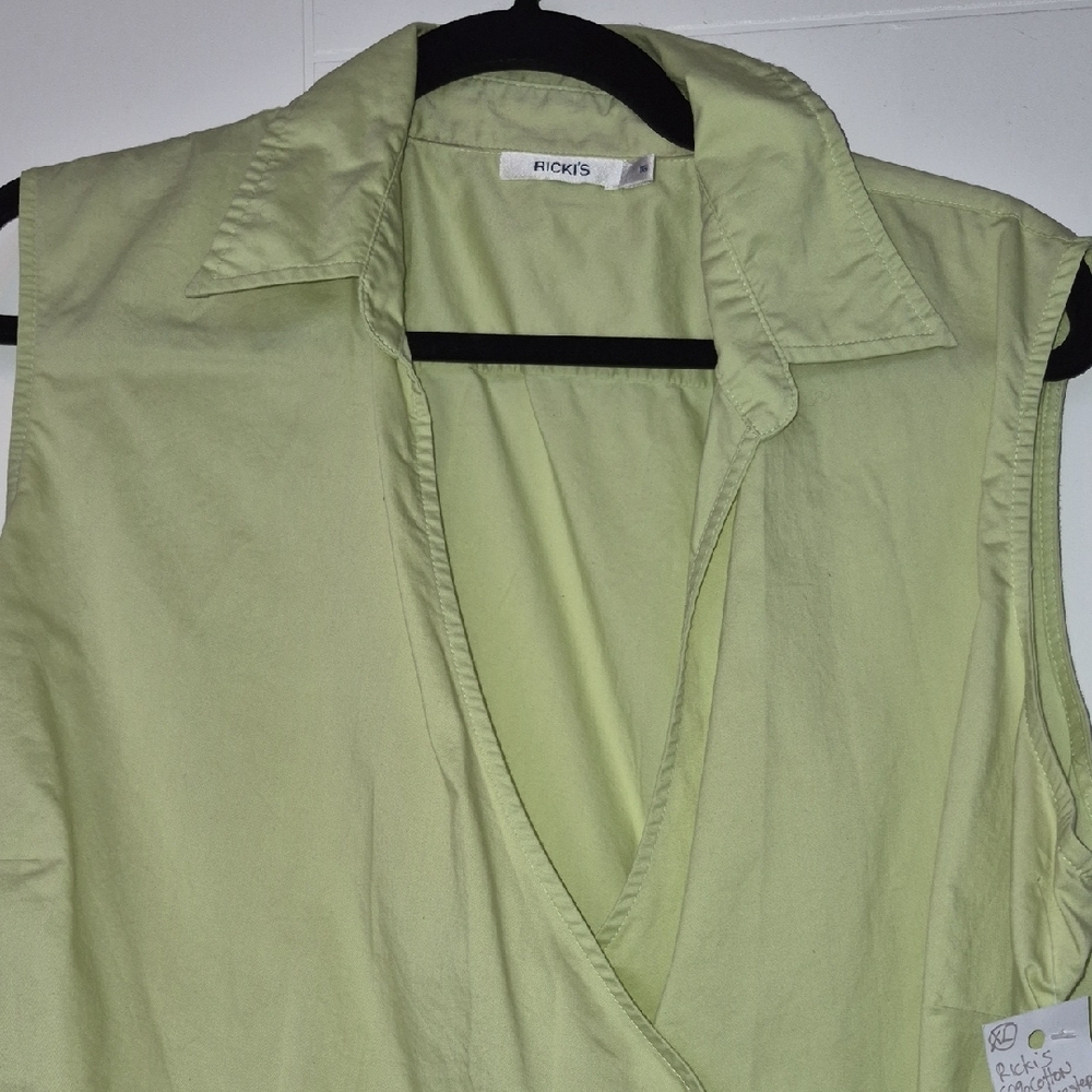 Rickis Pale Lime Sleeveless Wrap-Front Blouse - Picture 2 of 8